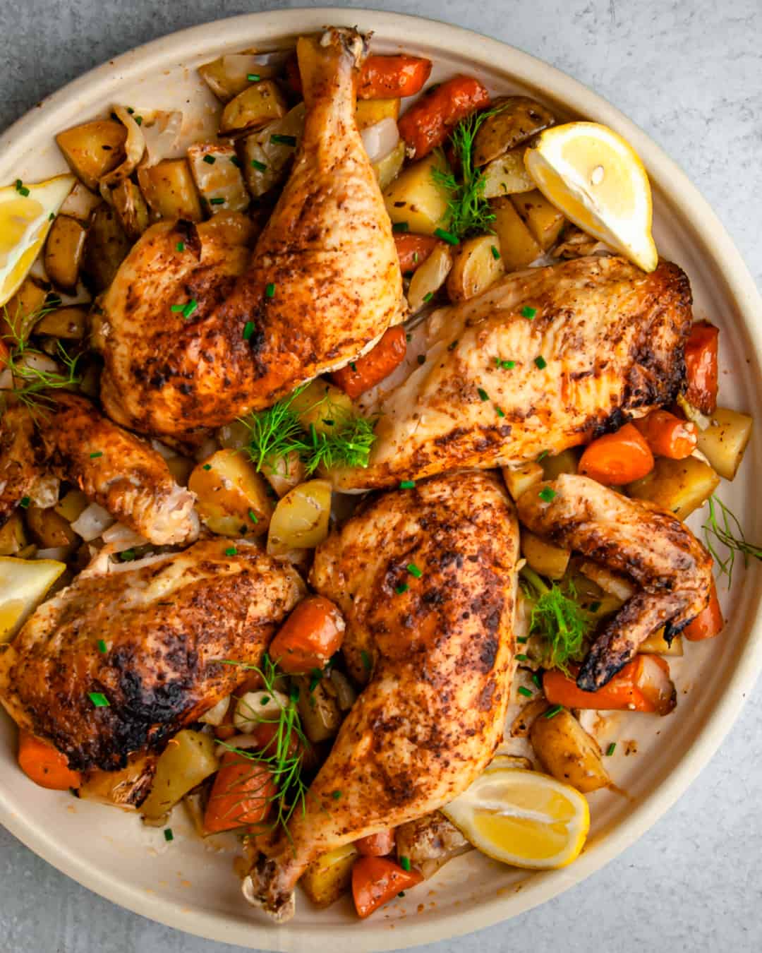Whole Roasted Chicken with Potatoes, Carrots & Fennel